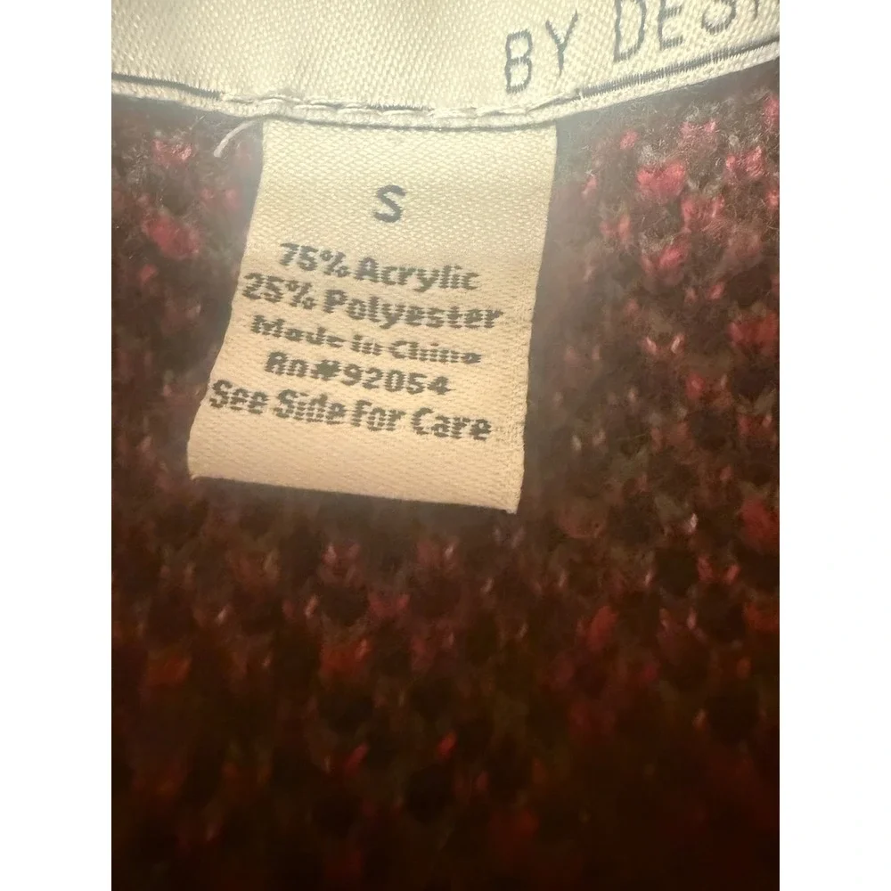 BY DESIGN Black Red Rose Floral Knit Long Cardigan Sweater Womens Small - Picture 6 of 8